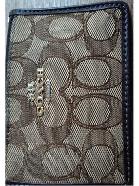 Women's Coach Signature Canvas ID Case Wallet, One Size, Beige and Brown